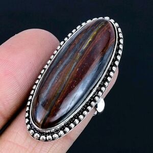Tiger Iron Gemstone 925 Sterling Silver Handmade Ring